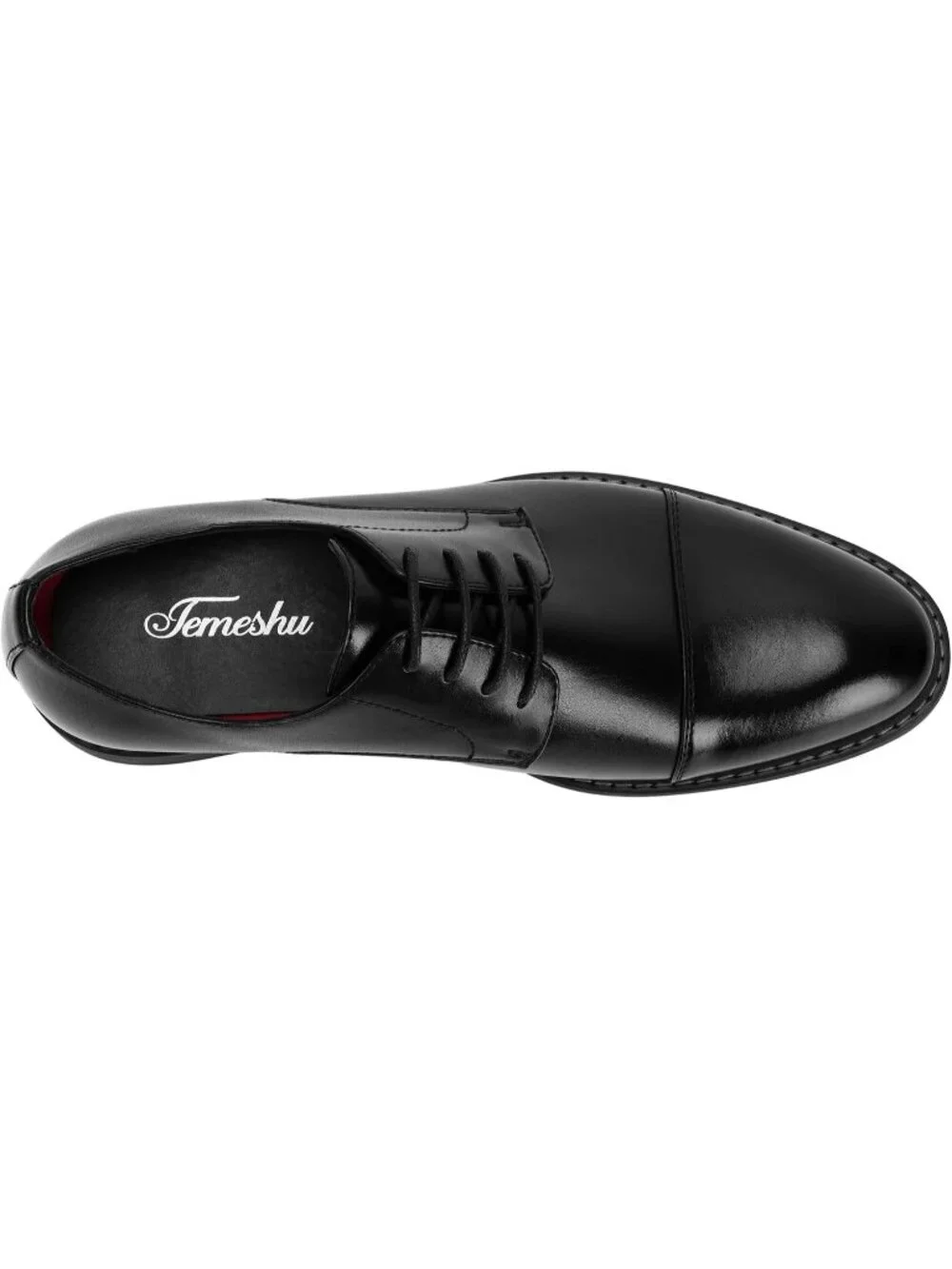 Men Black Solid Wingtip Brogue Cap Toe Lace-Up Comfort Formal Oxford Dress Shoes